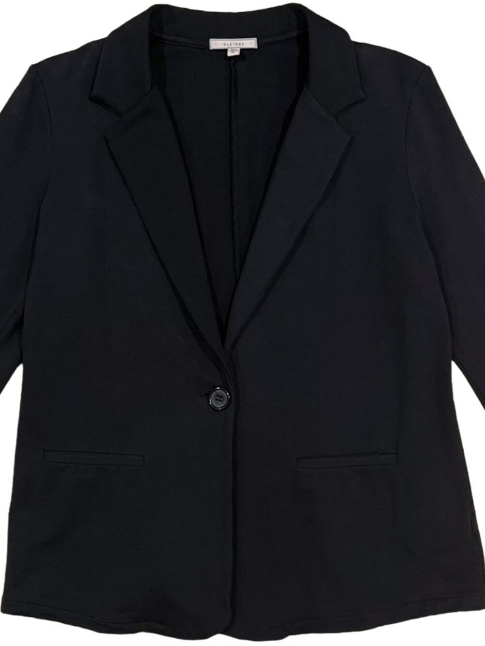 Black Knit Blazer Women M Cotton Stretch One Button Business Casual Pleione